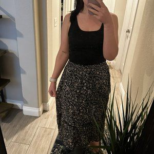Black floral maxi skirt